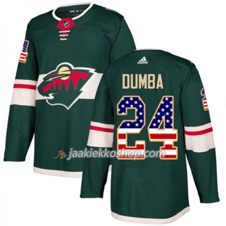 Miehille NHL Minnesota Wild Pelipaita Matt Dumba 24 Adidas 2017-2018 Vihreä USA Flag Fashion Authentic